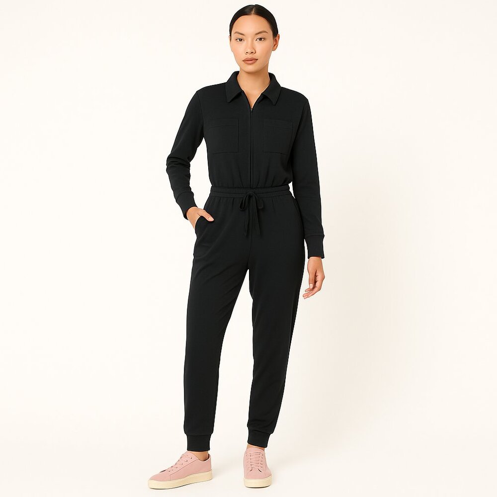 Evereve Myra Long Sleeve Jogger Jumpsuit – Black, Size XS